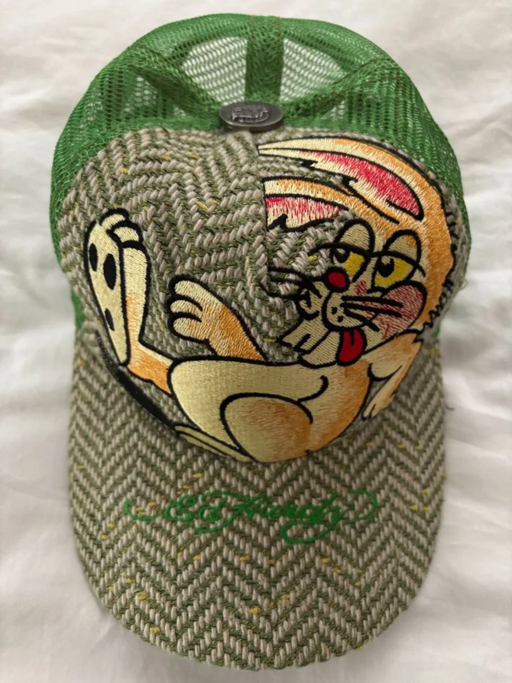 Ed Hardy Trucker Hat w/Fun Rabbit Design - Never Worn, Excellent Condition
